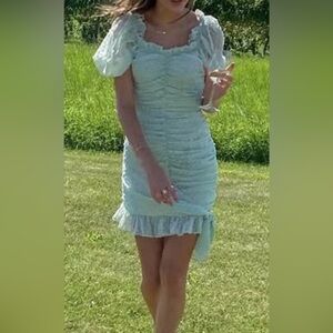 Boohoo Mint Green Ruched Dress